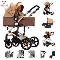 3-in-1 vežimėlis Magic ZC Kelioninis vežimėlis su lopšiu Kūdikio vežimėlis Trio vežimėlis Kūdikio vežimėlis su sulankstomu lopšiu vienu paspaudimu chaki