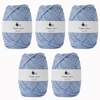 Raw Wool Paper Extra 30g Made in Set of 5 Pale Blue Yarn, Thick, (approx. 77m), 100% Paper, Japan, Balls, 1004.