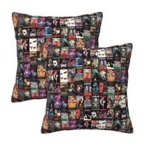 Retro Horror Vhs Artwork 1988 2 Pcs Square Pillowcase Pillow Cover Cushion Zip Decorative Comfort Throw Pillow For Home Bedroom Peach skin 18*18(CM)-2Pcs