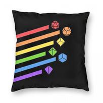 Rainbow Dice Set Tabletop Rpg Gaming Square Pillowcase Polyester Linen Velvet Printed Zip Decor Throw Pillow Case Cushion Peach skin 18*18(CM)-1Pcs