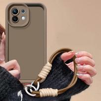 For Vivo Y28 4G Case vivo Y28 4G Phone Case Weaving lanyard Matte Back Cover Skin Feel Protection Shockproof case vivo Y28 4G