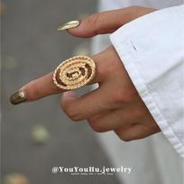 Exaggerated European-American Metal Style Open Twisted Oval Wrap-Around Ring with Unique Design