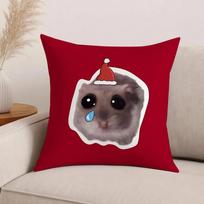 Sad Hamster meme funny cute kawaii Pillow Case Office Cushions Suitable For Sofa Car Bedroom Decorative Cushion Cover 30cm x 30cm