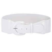 Faux Leather Decorative Waistband for Women's Dresses Elastic Buckles Adjustable Design for Fashionable Look and Comfort  90cm White 90cm balta