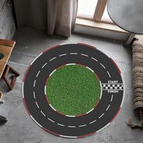 1pc Fun Racing Circular Track Pattern Round Rug, Non-slip Floor Mat for Living Room, Bedroom, Bathroom, Holiday Home Decoration 60cm