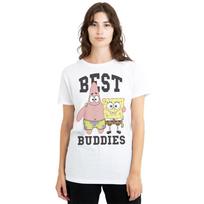 Spongebob Squarepants And Patrick, Best Buddies Ladies 100% Cotton T-shirt Mens Tees Top S-2XL, White S