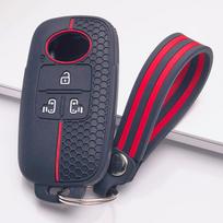 Smart Key Cover for Toyota Raize Tanto Rex Ativa Daihatsu Rocky Tanto Subaru Rex with Keychain Honeycomb Texture Metal Keychain Smart Key Fob Sleeve juoda