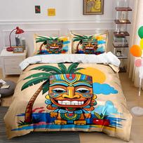 Colorful tiki mask design. Bedding sets Duvet cover sets Duvet covers Pillowcases(1*Duvet Cover 2*Pillowcases without duvet insert) 135x200cm