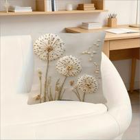 Boho 2D Dandelion Pillow Cover Faux Embroidery Print Luxury Beaded Floral Cushion Case For Sofa Bed Couch Gift Boho Home Decor Peach skin 18*18(CM)-1Pcs