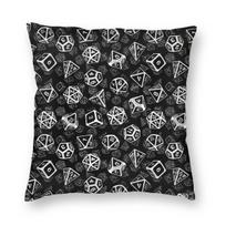 D20 Dice Set White Square Pillowcase Polyester Linen Velvet Printed Zip Decor Pillow Case Car Cushion Cover Peach skin 18*18(CM)-1Pcs