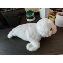 Plush Squeaky Seal Shaped Dog Toy Molar Teeth Cleaning Interactive Pet Toy balta