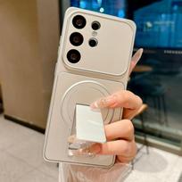 For Magsafe Magnetic Folding Stand Phone Case For Samsung Galaxy S26 S21 S23 S25 Edge S22 S24 Ultra Plus FE Lens Protect Cover Galaxy S25 FE sidabras