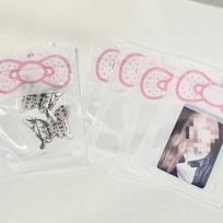 10 vnt. Mielas rožinis kaspinėlis Skaidrus užspaudžiamas maišelis Kpop žvaigždės nuotraukų kortelėms DIY pakavimui ir laikymui Kortelių apsauga nuo dulkių Kortelių laikiklis balta