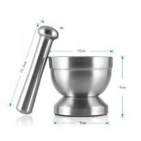 Stainless Steel Spice Grinder With Mortar and Pestle Herbs Spice Grinder Bowl Seasoning Mill Pill Crusher