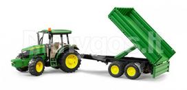 Žaislinis traktorius Bruder John Deere su priekaba