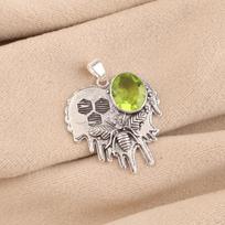 Peridot Gemstone 925 Sterling Silver Handcrafted August Birthstone Pendant 1.49  CP-28-4