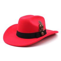 2022 Men'S Women'S Vintage British Feather Decorated Jazz Top Hat Gentleman'S Top Hat M（56-58cm） raudona