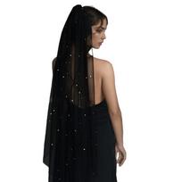 Stylish Black Wedding Veil With Rhinestones Decoration Fashionable Bridal Headwear Modern Headpiece For The Bride 1 juoda