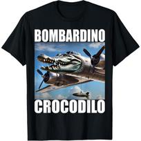 Bombardino Crocodilo - Italian Brainrot Meme T-Shirt(1) S juoda