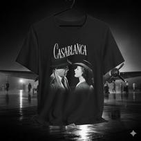 Casablanca Movie T-Shirt Black Classic Film Humphrey Bogart Tee - T871 S