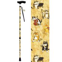 Manhattaners Shima Seisakusho Cat Pattern Walking Stick Perfect for Slim with - Gifts! Lightweight, Comfortable, Neck, Aluminum, Telescopic, Strap.