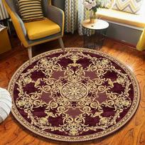Tradicinis Rytietiškas Persiškas Raštas Apvalus Kilimas Senovinis Bordo Spalvos Minkštas Grindų Kilimas Svetainėms, Laisvalaikio Atsipalaidavimo Zonoms Diameter 80cm