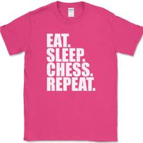 Eat Sleep Chess Repeat T-Shirt Funny Player Strategy Humor Gift Text Tee 10 4XL