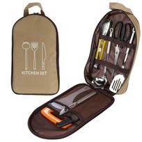 Nice Camping Kitchen Utensil Set with Carrying Bag BBQ Beach Hiking Travel Organizer Storage Pack Cook Gadgets Equipment Gear Dinnerware Sets auksas