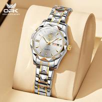 OPK Elegant Watch Women's Watch Waterproof Calendar Date Rhinestone Stainless Steel Watchband Ladies Gold Quartz Watch Gifts balta