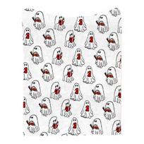 Halloween Ghost Blanket Printed Fall Plush Blanket Lightweight Sofa Bed Throw Blanket Couch Blanket Gift for Spooky Season 130x150cm A