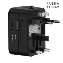 Universalus kelioninis adapteris su dvigubu USB prievadu JK į ES kištuko adapteris Sieninis įkroviklis Kintamosios srovės keitiklis Pasaulinis JAV ES JK AUS universal