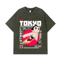 275 GSM Washed T-shirts 100% Cotton Astro Boy V2 Print Unisex Heavy Cotton T Shirt S armijos žalia spalva