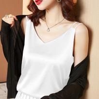 Premium sense heavy imitation silk V-neck mulberry silk sling vest femininity versatile suit with satin base M balta