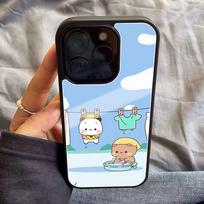 Cute B-BuBu DuDu Phone Case For IPhone 17 Air 16 E Pro Max 15 14 13 Mini 12 Pro 11 Max Plus Black Cover iPhone 12 pro