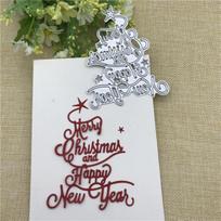 Merry Christmas Happy New Year Letter Scrapbook Paper DIY Metal Cutting Dies sidabras