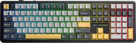 Klaviatūra - AULA F108 Mechaninė, RGB Apšvietimas, USB Type-C, 4000 mAh Baterija, Pilka/Oranžinė/Gili Pilka