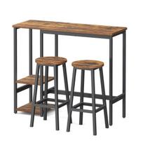 Baro stalo komplektas 40x110x90 cm Ruda-Juoda mediena ir plienas