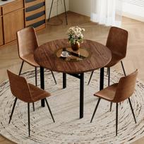 Valgomasis stalas su stiklu, 100 cm, MDF, 4 kėdės