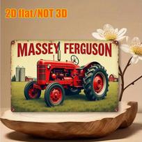 Mfoever Skardinis ženklas HD Skardinis ženklas Vintažinis Massey Ferguson traktorius Sienų dekoras Retro Raudonas ūkio traktorius Menas Metalo skardinis ženklas Garažui, tvartui, vyriškam kampeliui Dekoras 20x30