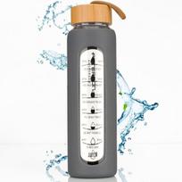 Stiklinė vandens gertuvė su silikonine apsauga Peterson, pilka, 960 ml