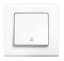 Įleistinis skambučio jungiklis baltas 10A 250V su rėmeliu, 8,5 cm