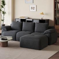 Kampinė sofa, modulinė sofa, nereikia surinkti, svetainei, pilka, 161 (I) x 264 (P) x 71 (A) cm