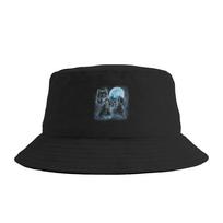 Three Wolves Howling Under ICY Full Moon Gray Wolf Bucket Hat For Unisex  FisherUnisex Hats Retro Hunting Caps Sunscreen Hats One Size