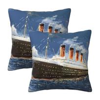 The Most Popular Ship Of All Times, Titanic. 2 Pcs Square Pillowcase Pillow Cover Cushion Comfort Throw Pillow For Home Sofa Peach skin 18*18(CM)-2Pcs