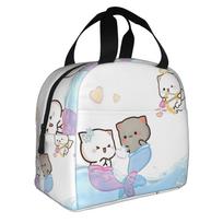 Kawaii Dudu Bubu Peach And Goma Insulated Lunch Tote Bag for Bear Panda Resuable Thermal Cooler Food Lunch Box Work School One Size