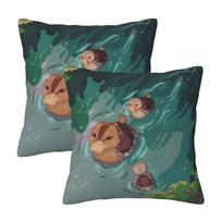 Turtle Duck Pond Avatar The Last Airbender 2 Pcs Square Pillowcase Pillow Cover Cushion Decor Comfort Throw Pillow For Home Sofa Peach skin 18*18(CM)-2Pcs