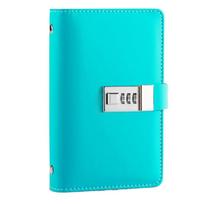 Anti-splash Water Cash Budget Ledger A6 Leather Password Savings Book  Women žalsvai mėlyna