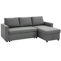 Kampinė sofa-lova su patalynės dėže, 211,5x146x85 cm, šviesiai pilka, audinys