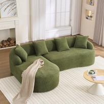 Modulinė sofa, kairė dalis, 2 vietų, žalia, chenille audinys, 1 vnt