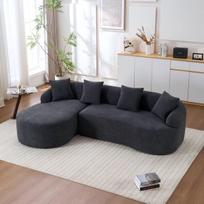 Modulinė sofa, kairė chaislongue, 2 vietų, L formos, chenilė, tamsiai pilka, 1 vnt